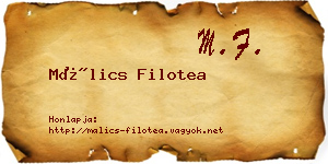 Málics Filotea névjegykártya